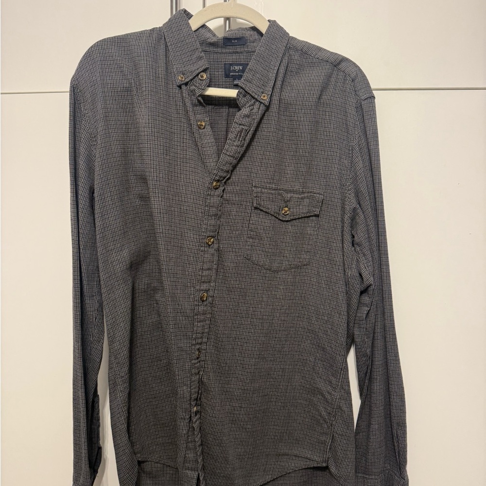 J. Crew Men's Charcoal Button-Down Shirt